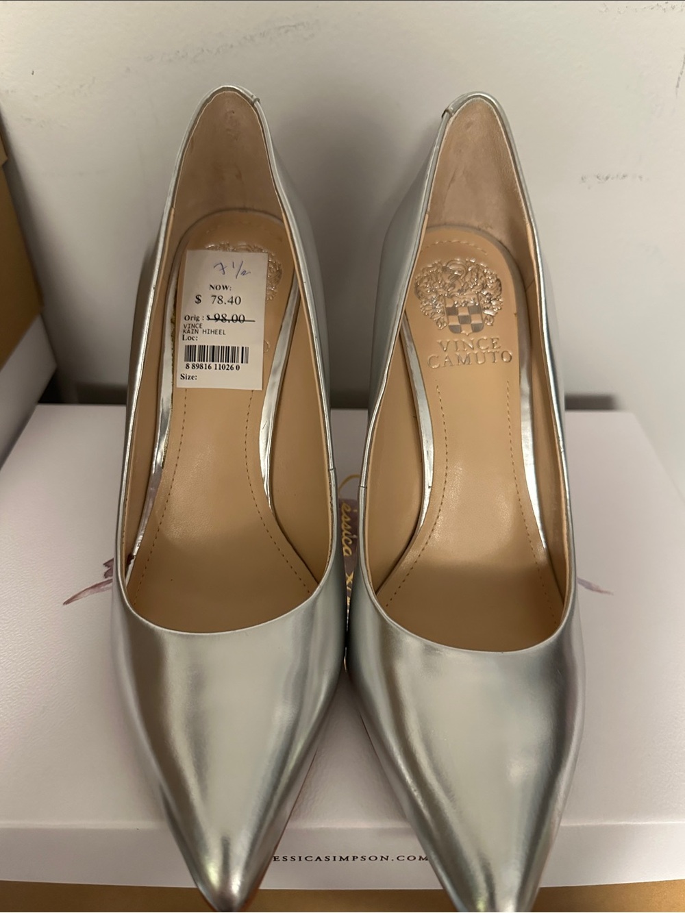 Vince Camuto Metallic Silver Pointed Toe Pumps